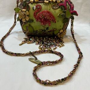 Mary Frances Green and Pink Mini Bag with Flamingo Design